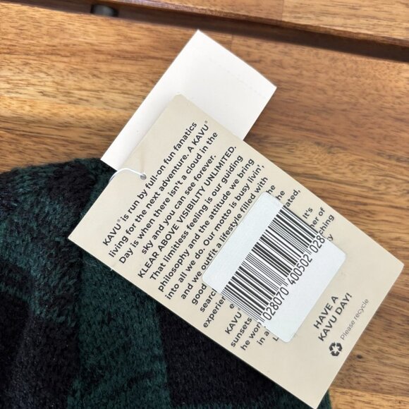 KAVU Beanie Creston Hunter UNISEX OSFM Cuffed Plaid Green Outdoor Gorpcore NWT - Picture 4 of 9